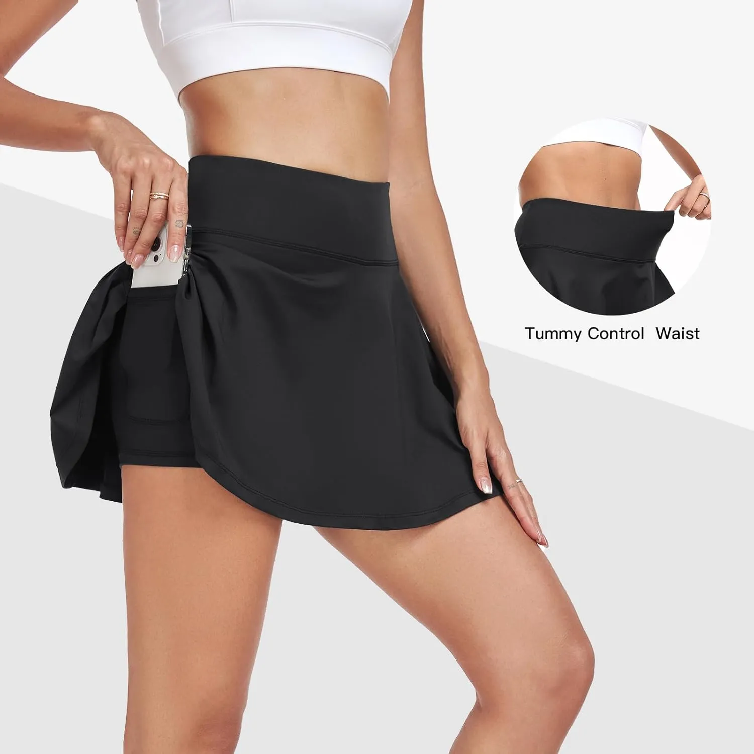Womens Flowy Tennis Golf Skirts Built in Shorts Active Athletic Exercise Sports Workout Wear Skirts Skorts for Women