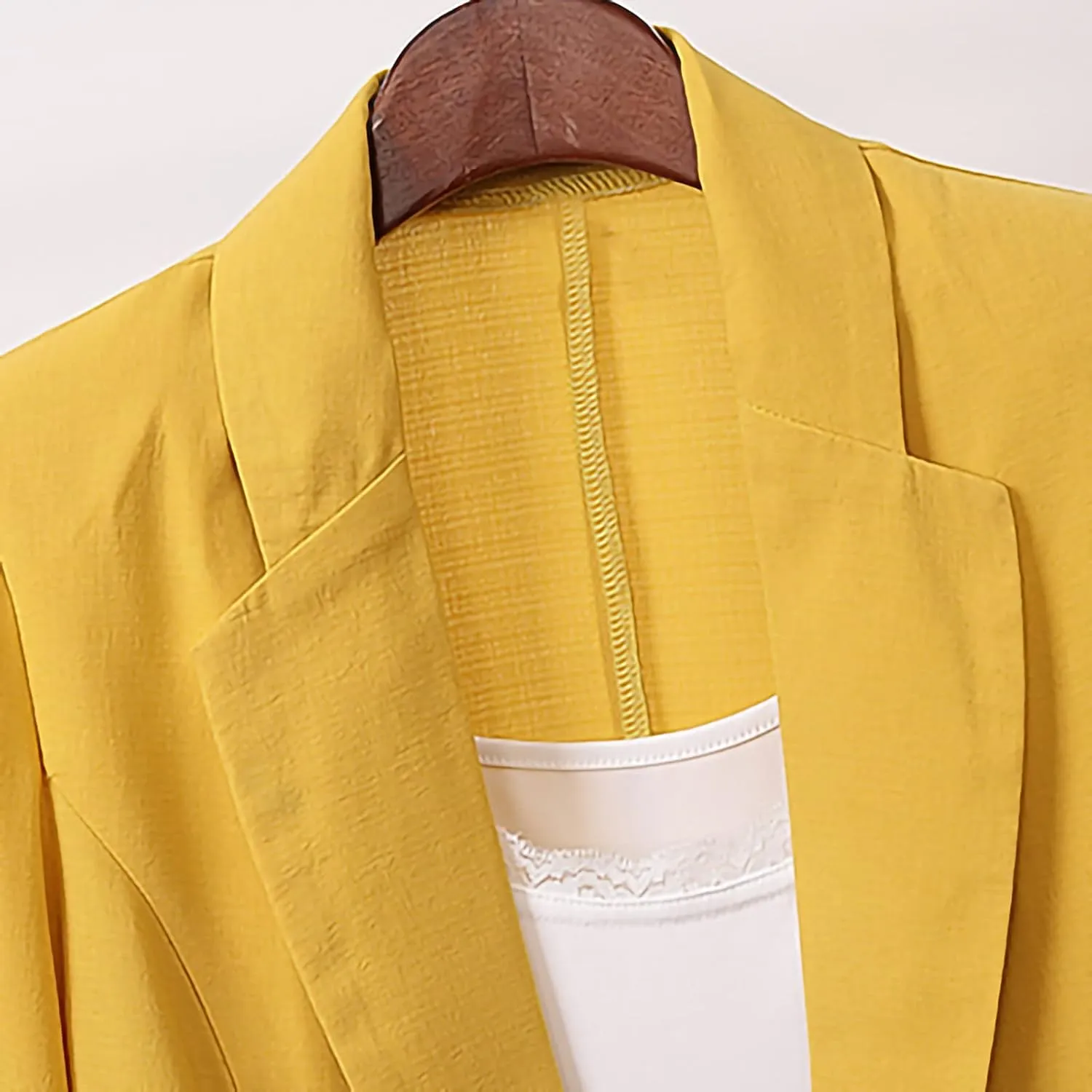Womens Linen Blazers Plus Size Business Lapel Button Up 3/4 Sleeve Loose Fit Suit Jacket Office Work Casual Coat