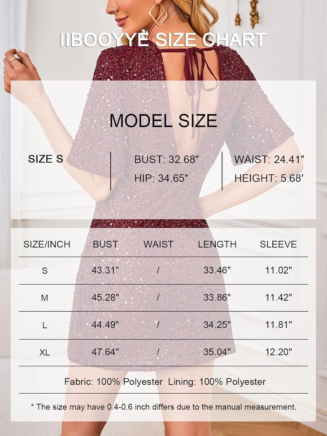Women's Sequin Mini Club Party Dress Short Sleeve Crewneck Tie Backless Velvet Dresses
