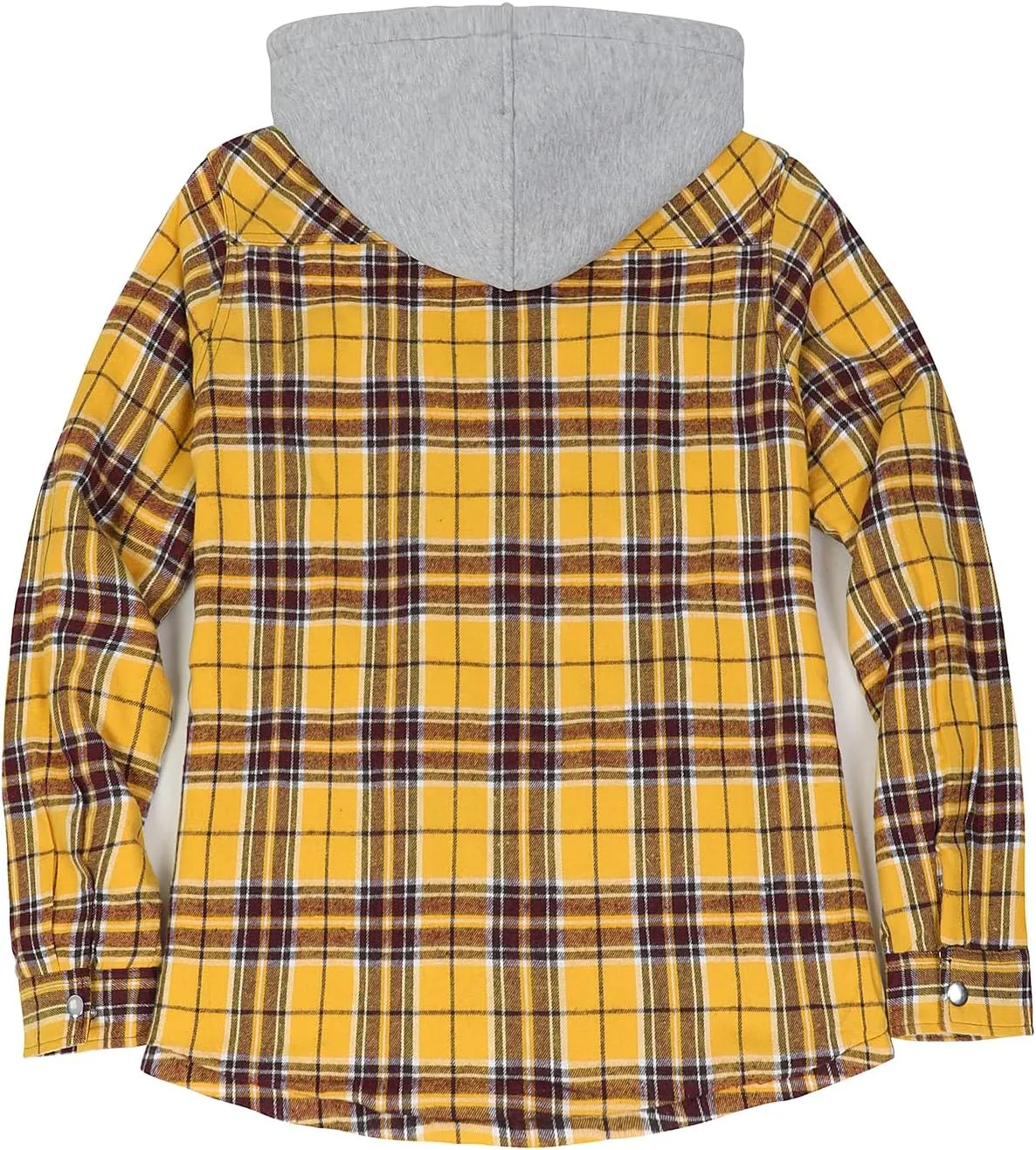 ZENTHACE Women's Flannel Shirt Jacket with Hood,Sherpa Lined Plaid Shacket Jackets,Snap Button Front